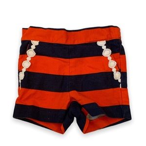 Janie and Jack Appliqué Pocket Striped Canvas Shorts Size 6-12 Months EUC